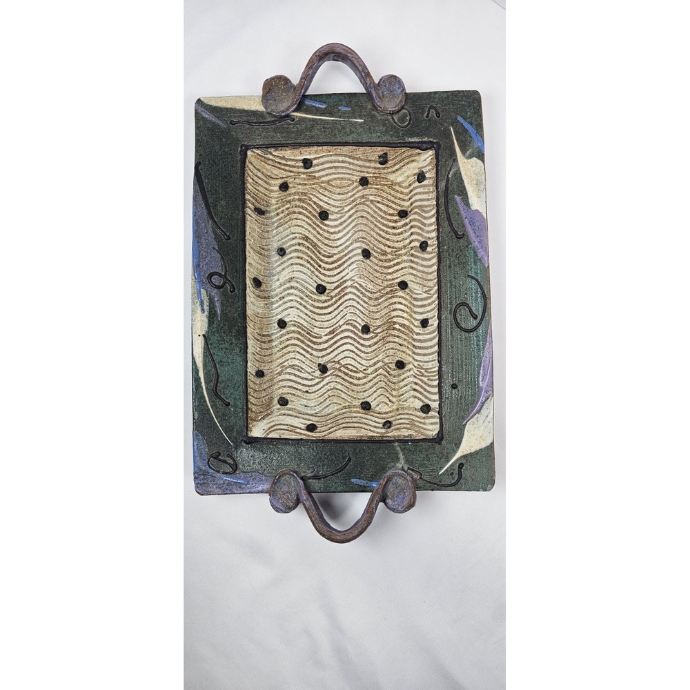 Vintage 80s Cunningham‎ Pottery Cincinnati MCM Wall Hanging Plaque Art Ceramic